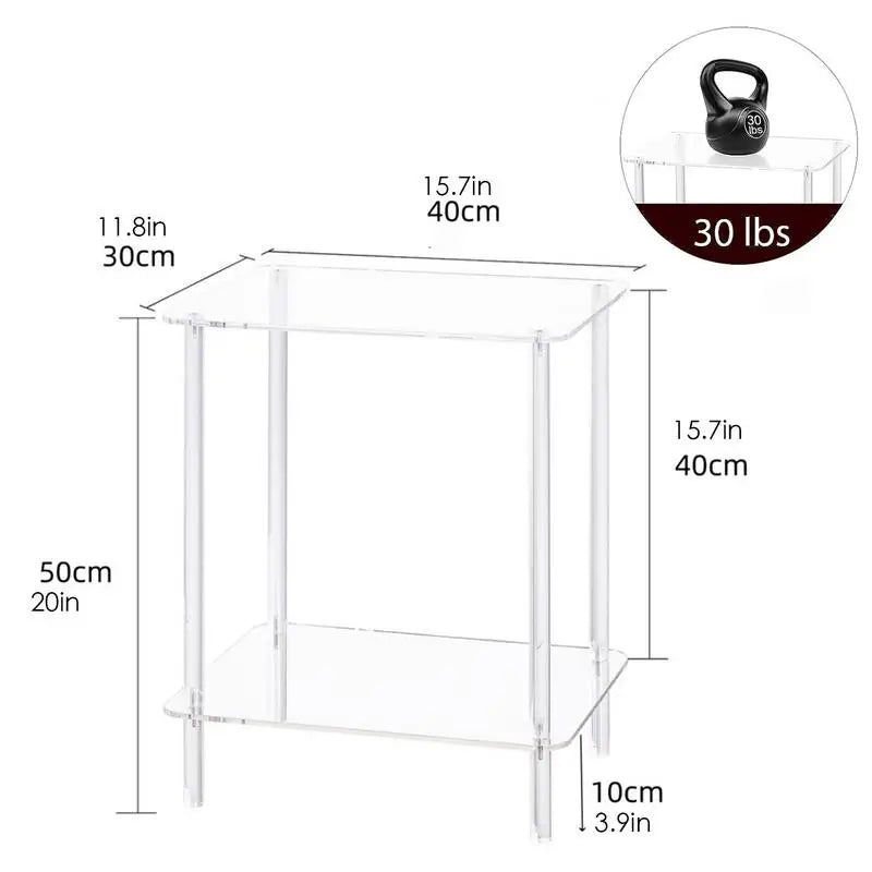 Acrylic Side Table/End Table for Living Room, Small Nightstand/Bedside Table for Bedroom, Home Accent Table