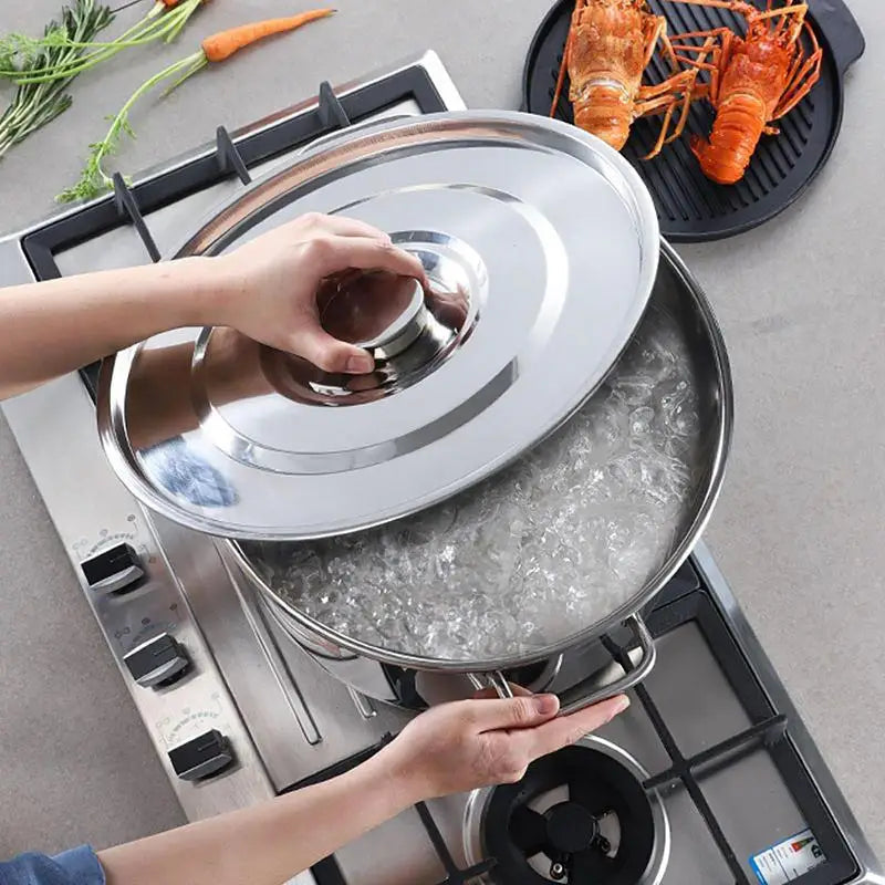 Stainless Steel Soup Pot with Lid Large Capacity Stockpot Commercial Cooking Pan Soup Bucket Sauce Pot Water Pitcher Steamer