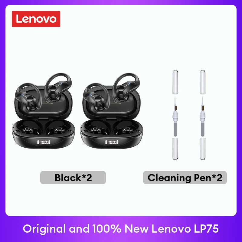 Original Lenovo LP75 TWS Bluetooth V5.3 Headphones Wireless LED Digital Display Earphones Noise Reduction Headset