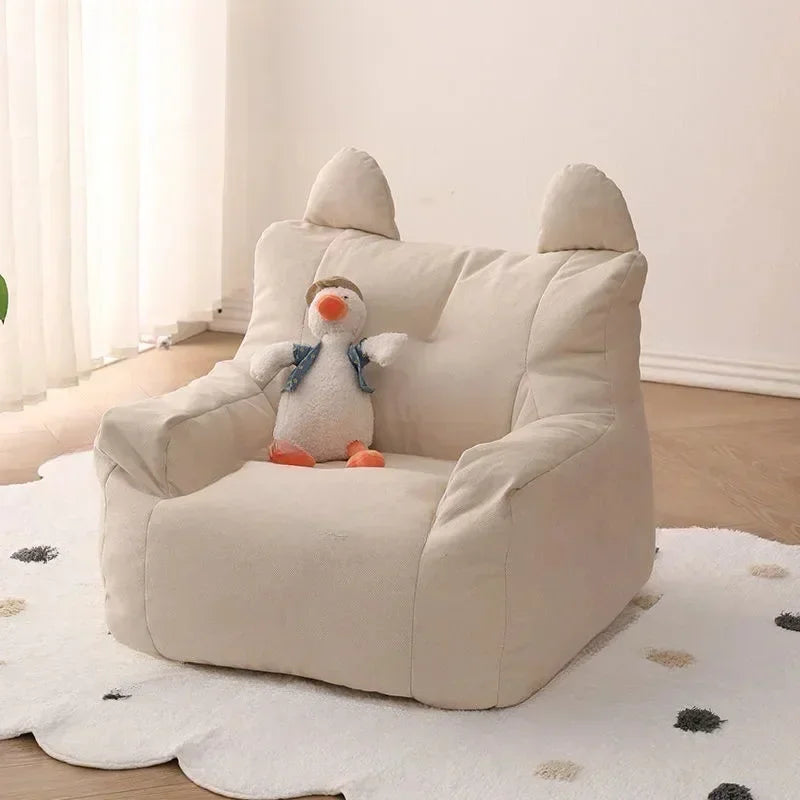 Children's Sofa Baby Reading Lazy Sofa Cotton and Linen Lamb's Wool Fabric Cute Small Sofa Chair Removable and Washable