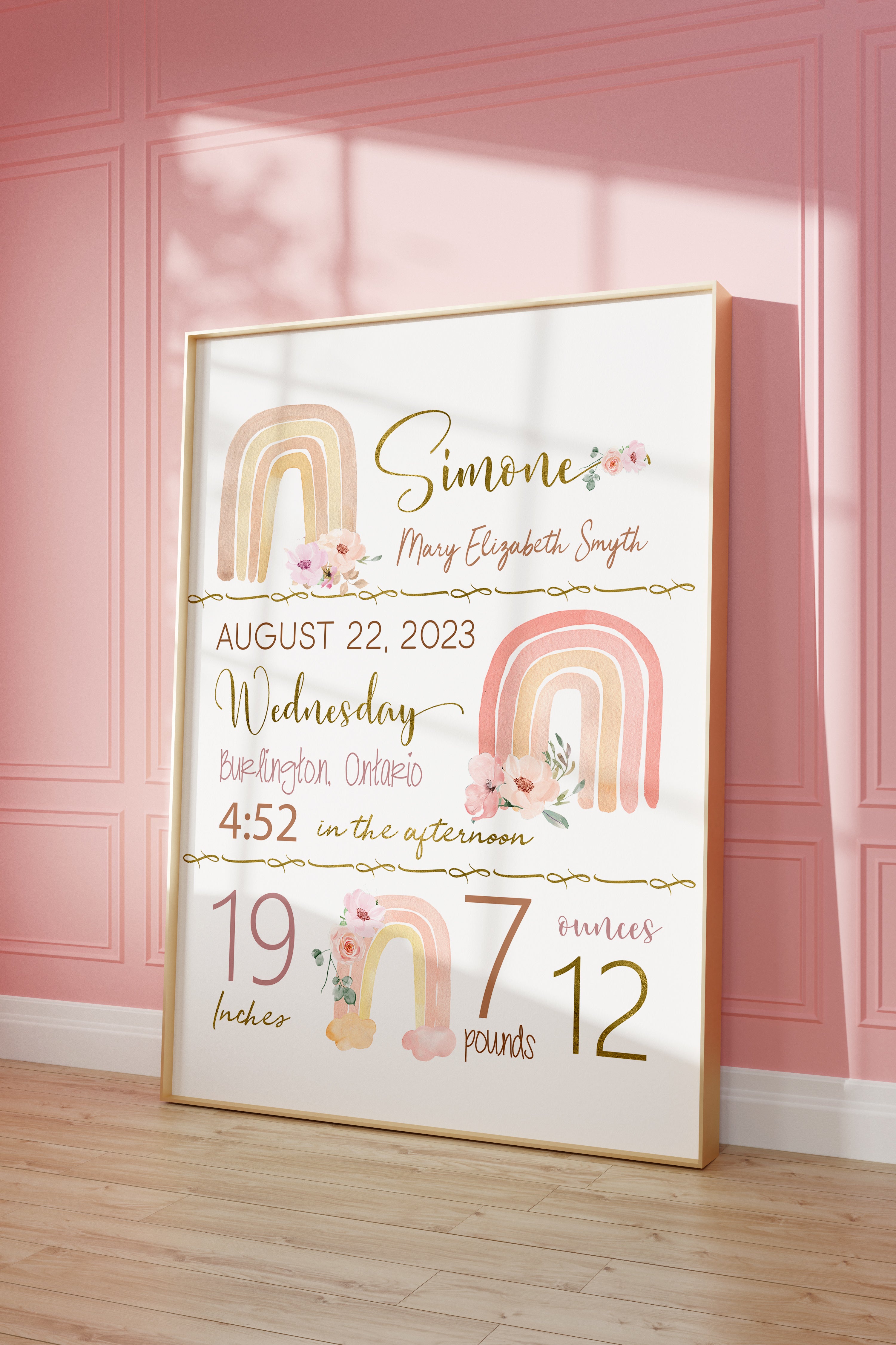 Personalized Baby Gift, Newborn Gift, Rainbow Nursery
