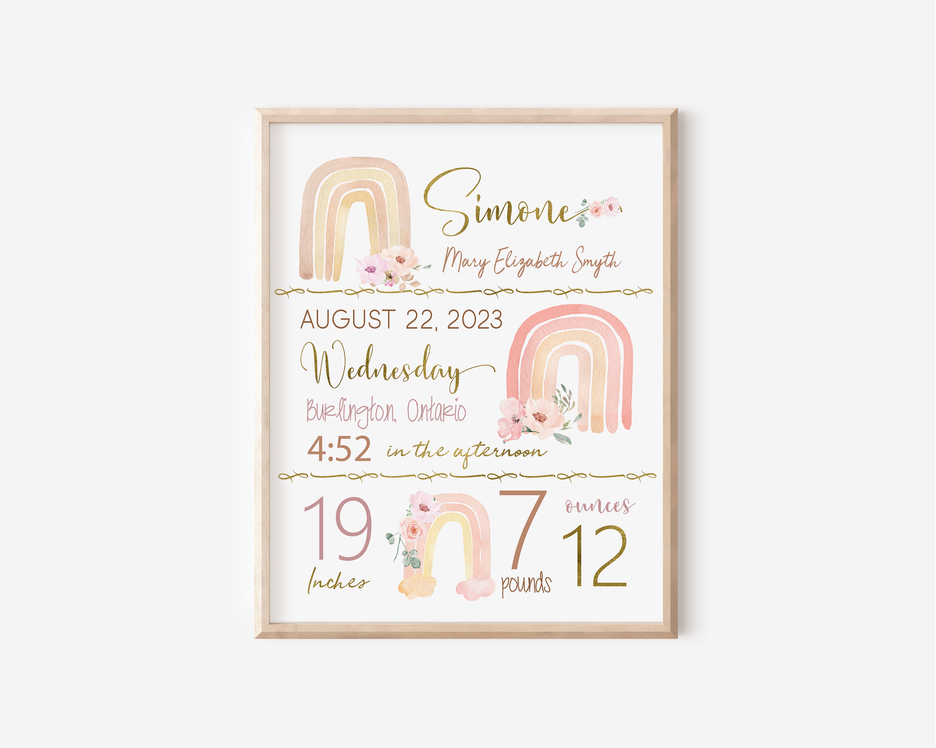 Personalized Baby Gift, Newborn Gift, Rainbow Nursery